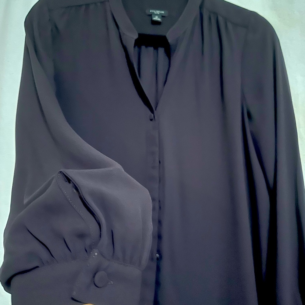Ana Taylor  V-neck  Blouse with Buttoned down front Cuffs see-through blouse